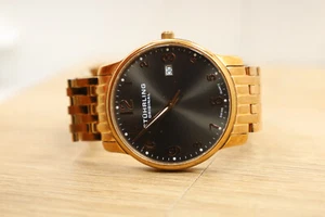 Mens Stuhrling Original Swiss Quartz Rose Gold Calendar Watch New Batt - Picture 1 of 6