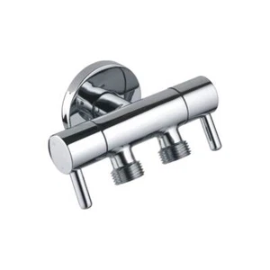 Doppel-Eckventil Messing chrom Ventil Eckventil Absperrventil 1/2" x3/8" x 3/8" - Bild 1 von 3