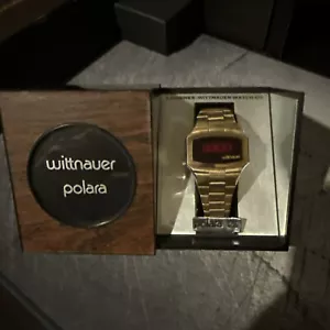 Wittnauer Polara RED Led Watch Men 14k Gold Plated Octagon Works - Picture 1 of 13