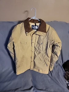 VTG The North Face 1970's To 1980's Nylon MED Jacket Beige With Corduroy Collar  - Picture 1 of 6