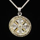 Sterling Silver Irish Celtic Infinity Knot Cross Gold Pendant 18" Necklace - 16G