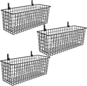 Metal Wire Organizer Display Wall Mounted Hanging Baskets Storage Bins, Set of 3 - Picture 1 of 8