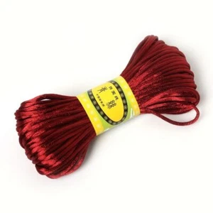 Silk Macrame Cord 2mm 20 Meter Soft Satin Rattail Nylon Jewelry Finding Cords - Picture 1 of 29