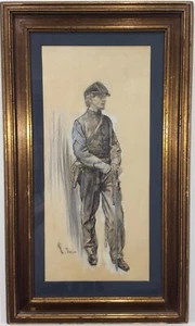 Signed drawing of Civil War Soldier. Frame 23" x 13.37". - Picture 1 of 3