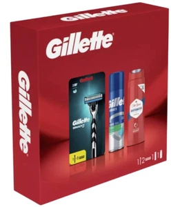 Gillette Mach3 Sensitive for Men Geschenkset Rasierer Rasiergel Old Spice Duschgel - Bild 1 von 1