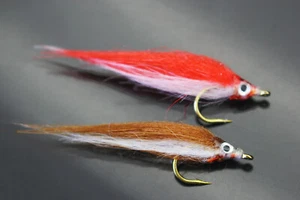 12 pcs Brown Orange Polar Fry Slowly Sinking Salmon Trout Minnow Fly Set-Size #8 - Picture 1 of 4