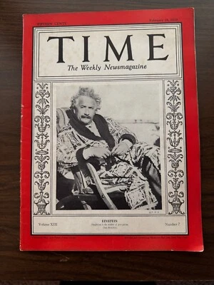 Vintage Time Magazine Albert Einstein Cover  February. 18. 1929.  Volume X111 - Image 1 of 4