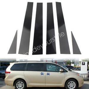 6PCS Fits Toyota Sienna 2002-2009 Black Pillar Post Door Window Trim Cover