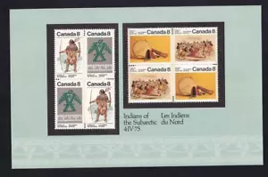 Canada 1975 presentation card, Indians Subarctic, blocks of 4 sc#575a-577a - Picture 1 of 1