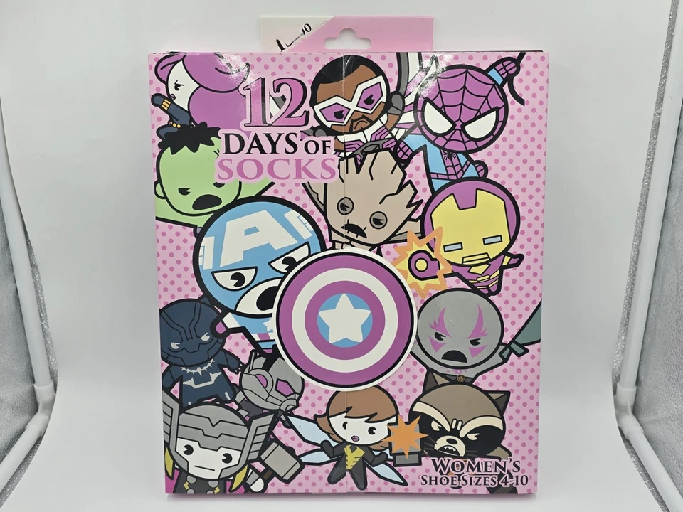 Womens 12 Days of Socks Marvel Comics Super Heroes Avengers Christmas Advent NIB - Image 1 of 3