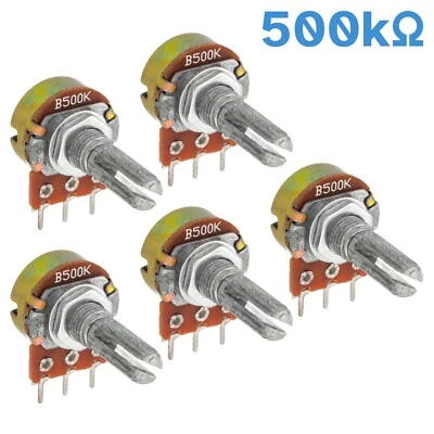 5pcs 500k Ohm Ω Linear (B) Taper Rotary Potentiometer Single Gang WH148 B500K - Image 1 of 4