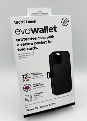 Tech21 iPhone 12/12 Pro Hygienic Protection EvoWallet Case Black - Image 1 of 4