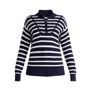 Time and Tru Half Zip Pullover Sweater Midweight Navy Stripe X-Large (16-18) - Picture 1 of 5