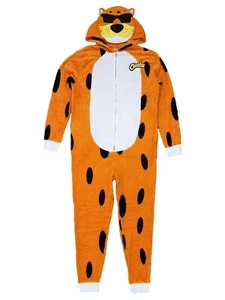 Cheetos Mens Chester Cheetah PAJAMAS Fleece Costume Union Suit Hooded  Zip Med - Picture 1 of 6