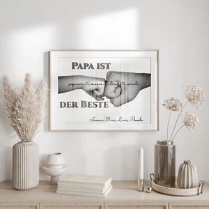 Vatertags-Poster A4 „Papa & Kind – Faust an Faust“ Geschenk mit Herz, Personalie - Bild 1 von 2