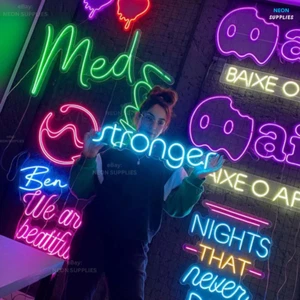 Maßgeschneiderte LED Neonlichtleiste LOGO Schilder personalisieren Hochzeit Wanddekor Hochzeit Geschenk - Bild 1 von 11