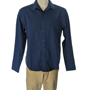 UNTUCKit Navy Blue Cotton Button Down Shirt Sz M EUC - Picture 1 of 5