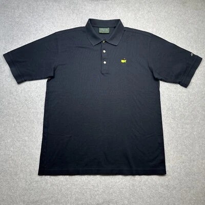 Polo Masters Hombre Grande Negro Pima Algodón Mercerizado Golf Augusta National Foto 1 de 4