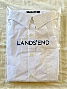 Lands' End Men’s Dress Shirt Size XL White 18H 35 LS New In Package - Picture 1 of 10