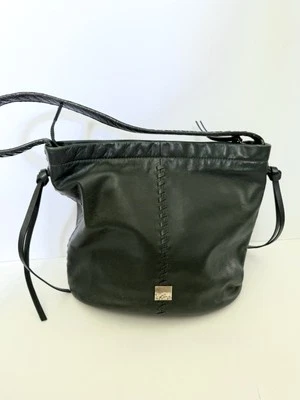 Kooba Limon Leather Hobo Shoulder Bag Braided Boho Bucket Forest Green - Image 1 of 4