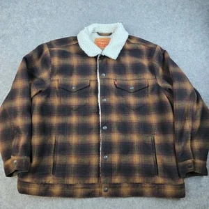 Levi's Relaxed Fit Plaid Sherpa Trucker Jacket Mens XL Pattern Color A60300000 - Picture 1 of 9