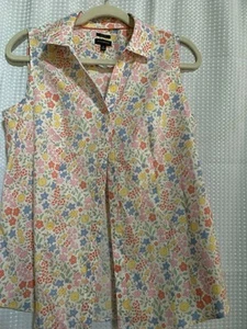 Camisa de jardín floral Talbots sin mangas de algodón elástico para mujer talla 6 Grannycore - Imagen 1 de 5