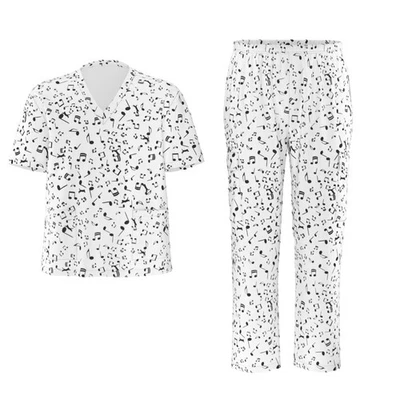 Musical Cat Unisex Scrub Set Medical Uniform 2pc Top & Pants Music Print 2pc - Image 1 of 4