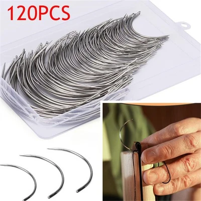 120 piezas 6 tamaños de cuero curvado a mano agujas de coser para herramientas de alfombra artesanías de cuero Foto 1 de 4