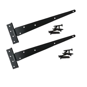 24" Medium Tee Hinges (Pair) – Heavy Duty Black Japanned Gate & Shed Door Hinges - Picture 1 of 3