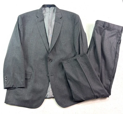 Jos A Bank 52R 45x30 2pc Pant Suit 100% Flannel Wool Single Pleat 1905 Tailored - Image 1 of 4