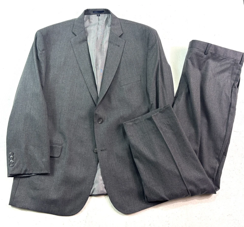 Jos A Bank 52R 45x30 2pc Pant Suit 100% Flannel Wool Single Pleat 1905 Tailored - Image 1 of 4
