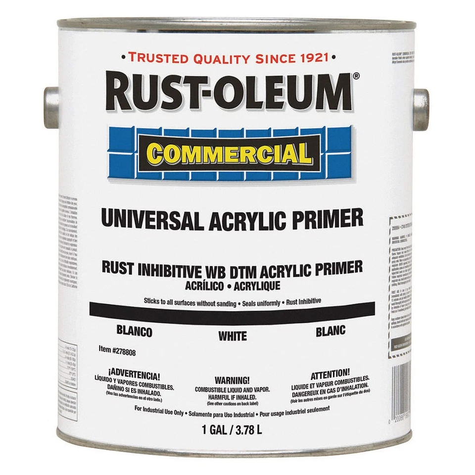 Imprimación RUST-OLEUM 278808, agua, acrílico, blanco, 1 gal. 30RK17 Foto 1 de 1