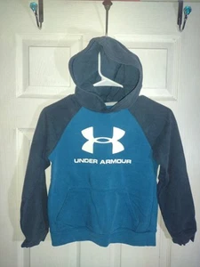 Under Armour Hoodie Shirt Youth Blue Colorblock Size Small - Picture 1 of 4