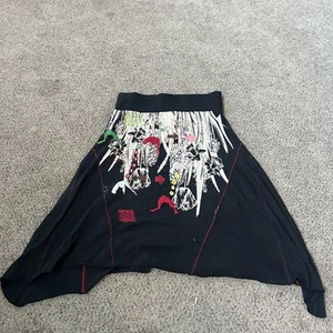 Elastic Waist Cotton Jersey Skirt Womens Med Graphic Y2K embroidery - Picture 1 of 4