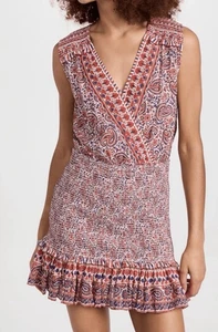 Vestido con falda fruncida de cachemira Cox de Veronica Beard con cuello en V y ribete de volantes talla M - Imagen 1 de 9