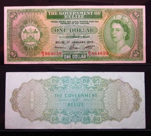 Belize 1 Dollar 1976 Prefix A/3 P33 i4659 Government Elizabeth II Bank Money - Picture 1 of 3