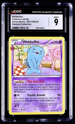 Pokémon Wobbuffet XY Generations RC11 / RC32 Radiant Col CGC 9 MINT TOP POP CUTE - Image 1 of 2