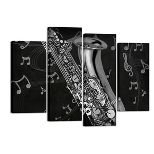 iHAPPYWALL 4 Panel Music Canvas Wall Art Saxophone Musical Instruments with M... - Picture 1 of 7