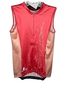 Hincapie cycling jersey Womens medium 1/2 zip pink petals orange sleeveless NWT