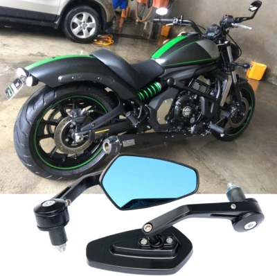摩托车 7/8 英寸手柄杆端侧后视镜黑色适用于川崎 Vulcan S — 第 1/4 张图片