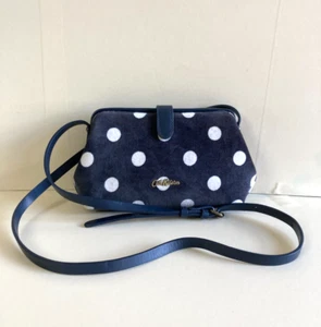 Cath Kidston Velvet Handbag Evening Bag Grey White Polka Dot NEW Unused - Picture 1 of 10
