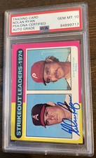 Nolan Ryan Signed 1975 Topps #312 Strikeout Leaders Autograph Graded PSA10