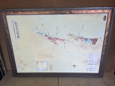 Vinmaps Map Wine Trail Burgundy Region France 37" x 26.5" Framed Print - Image 1 of 4