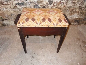 Piano de madera vintage/taburete de tocador/asiento de almacenamiento de silla - Imagen 1 de 8