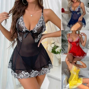 Womens Sexy Lingerie Sleepwear Nightwear Underwear Teddy Babydoll Lace Dress Set - Picture 1 of 42