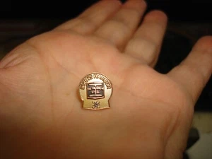 Vtg 10k Yellow Solid Gold Diamond Enamel Burns Harbor Bethlehem Steel Emblem Pin - Picture 1 of 5