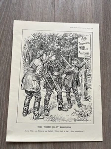 1939 punch cartoon print - three jolly poachers ! hitler - ribbentrop & goebbels - Picture 1 of 2