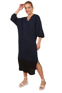 Damas Jaama Maternidad Plus Globo Midi Vestido Ranura Contraste 100% Algodón Prendas para el torso - Imagen 1 de 9