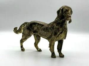 Vintage Silver Plated Metal Golden Retriever Dog with Pheasant Labrador Heavy - Picture 1 of 12