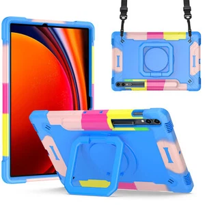 Fr Samsung Galaxy Tab S9+/S9 FE+ 12.4" Heavy Duty Kids Case with Crossbody Strap - Picture 1 of 56